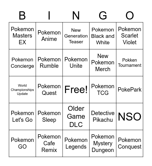 Pokemon Day 2024 Bingo Card