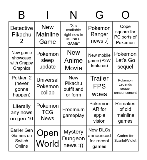 pokemon direct 2024 Bingo Card