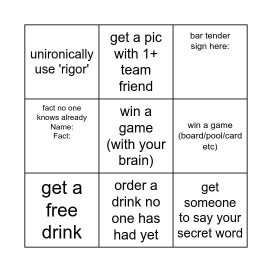 Social #1 Bingo Card