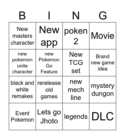 Untitled Bingo Card