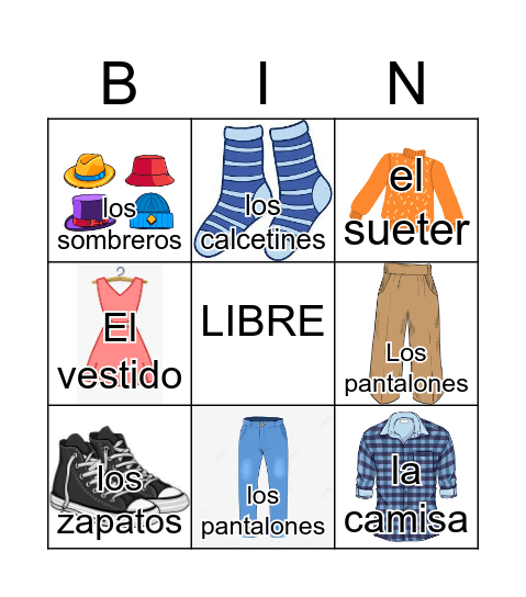 La Ropa Bingo Card