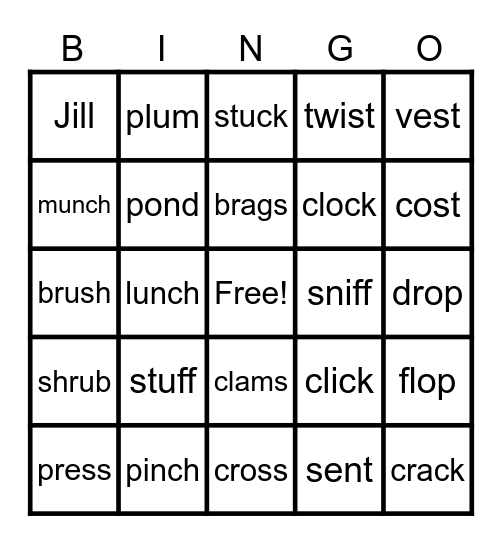 Blends Bingo Card