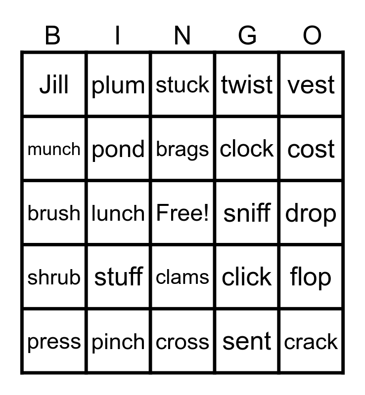 Blends Bingo Card