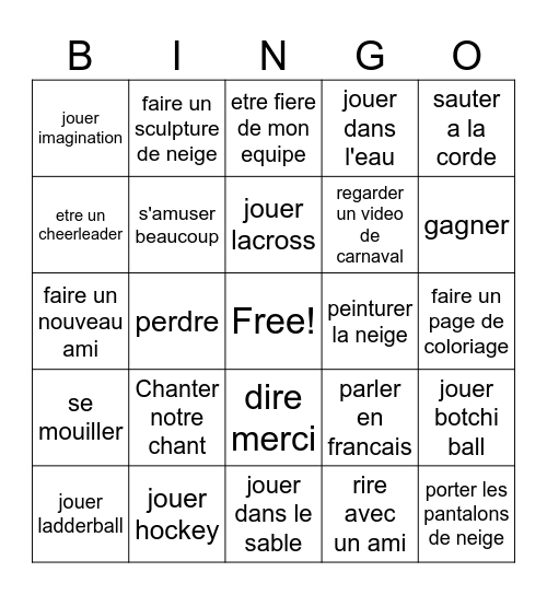 Esprit d'equipe Bingo Card