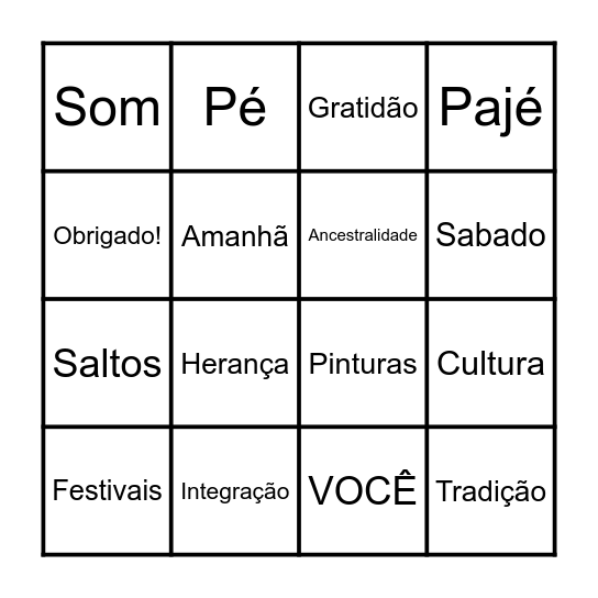DANÇAS INDÍGENAS Bingo Card