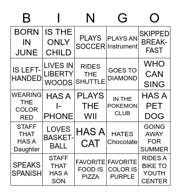 SOMEONE WHO? Bingo Card