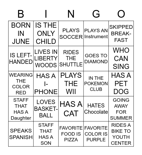 SOMEONE WHO? Bingo Card