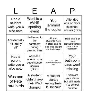 One day this year... Bingo Card