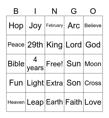 Leap Day Bingo Card