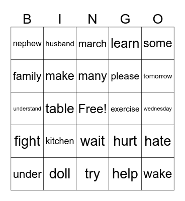 SEE Signs Bingo Card