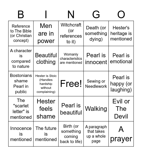 Chapter 5 and 6 BINGO Card