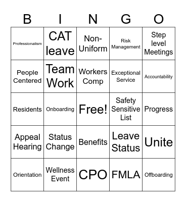 The People Department Bingo Card