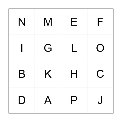 Alphabet Bingo! Bingo Card