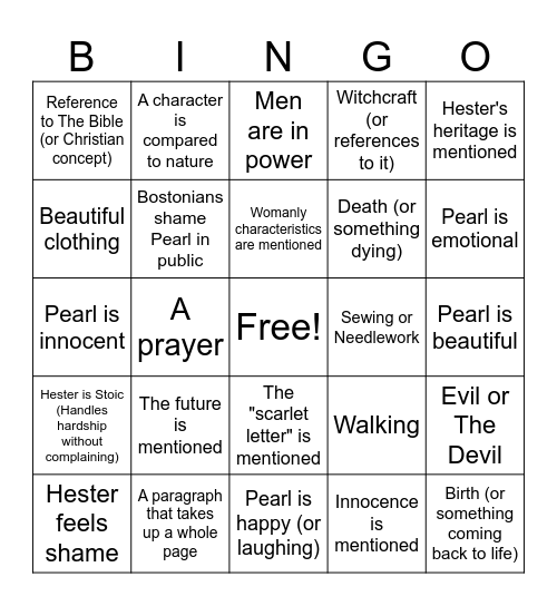 Chapter 5 and 6 BINGO Card