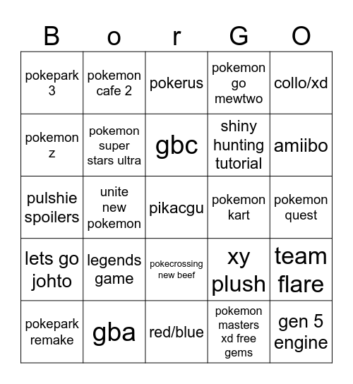 gagagagaga Bingo Card