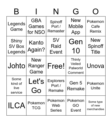 Pokemon Day 2024 Bingo Card