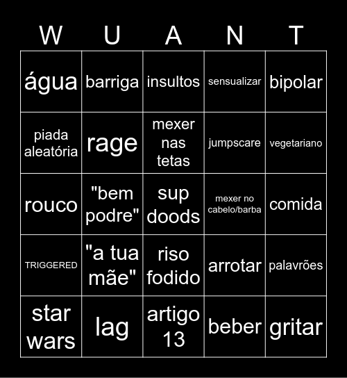 WUANT BINGO Card