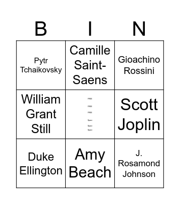 Composer of the Month Bingo Card