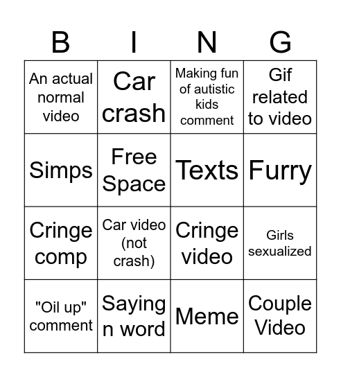 Instagram Reels Bingo Card