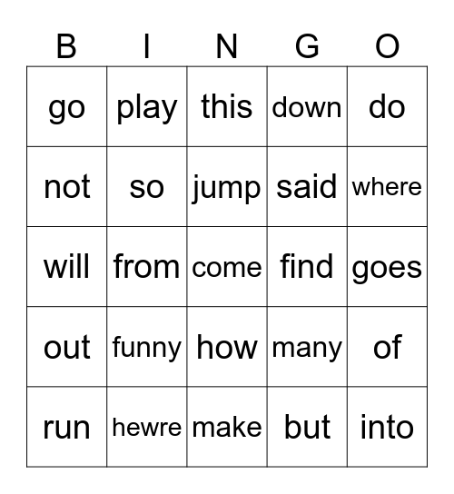 8-12week Bingo Card