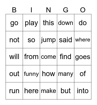 8-12week Bingo Card