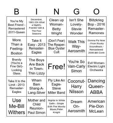 A Leap Back In Time: 1970s Bingo Card