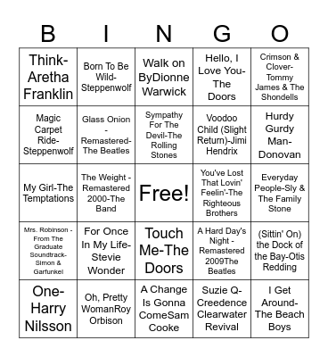 A Leap Back In Time: 1960s Bingo Card