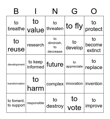 Vocabulario 3.1 ' Parte 2 Bingo Card