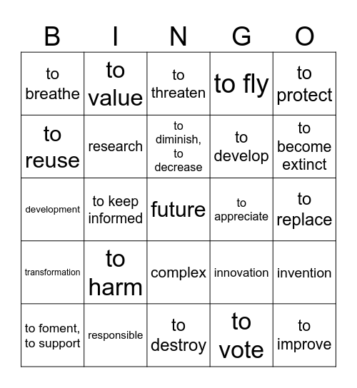 Vocabulario 3.1 ' Parte 2 Bingo Card