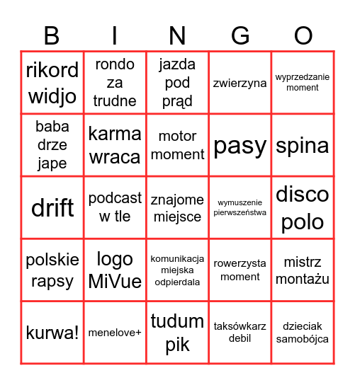 ulepszone stopcham bingo Card