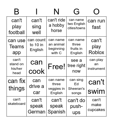 Find somebody who ... Bingo Card