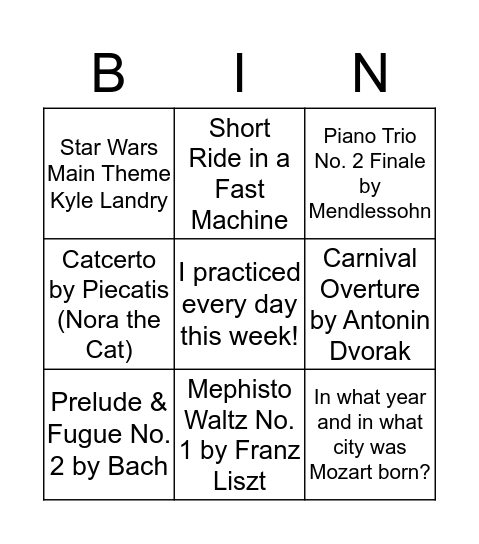 Untitled Bingo Card