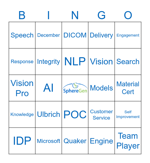 SG Company Meeting Bingo Card