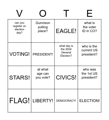 Be an Empowered Voter! Bingo Card