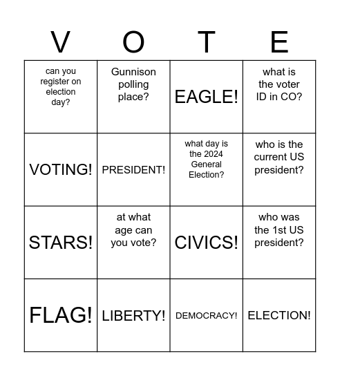 Be an Empowered Voter! Bingo Card
