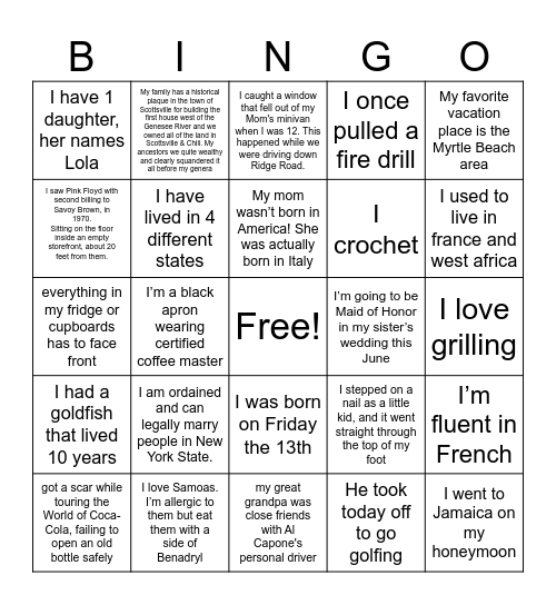 FUN FACTS About some AMAZING EEs Bingo Card