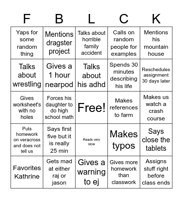 Science Bingo Card