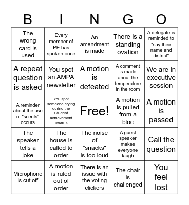 AMPA 2024 Bingo Card