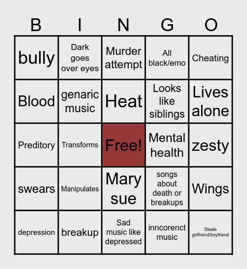 Gacha life Bingo Card