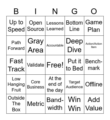 Buzzword Bingo Card
