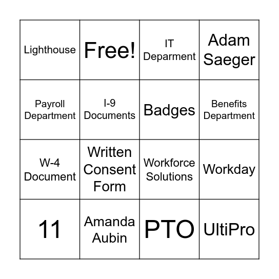HR Bingo Card