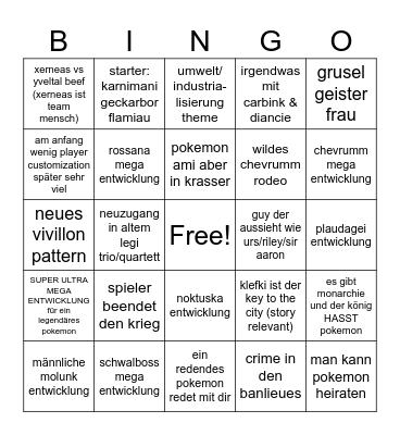 pokemon Z-A-Z-A predictions Bingo Card