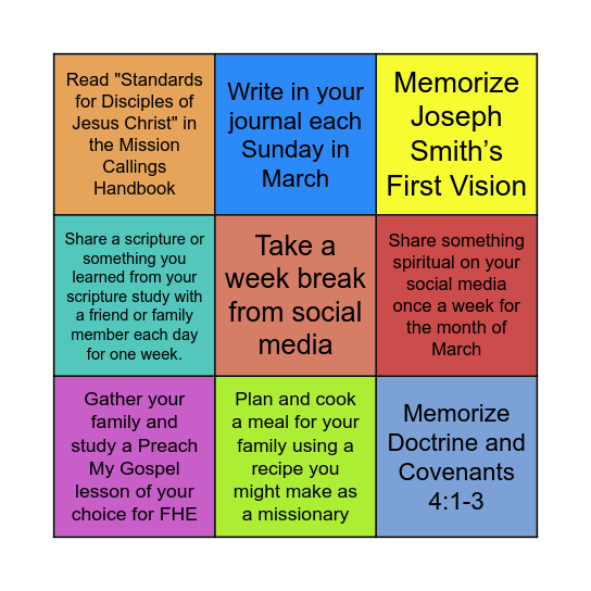 Missionary Month Bingo Card