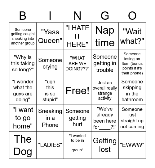 Retreat Bingo Card