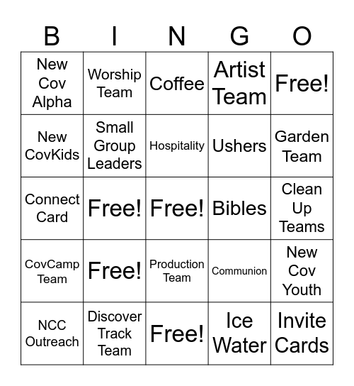 Serve Team Bingo Card