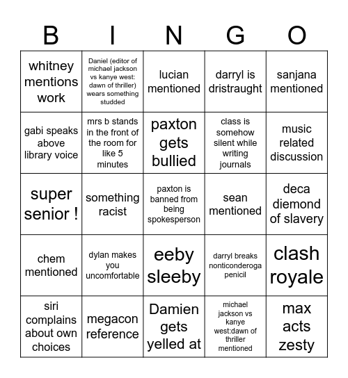 Film class bingu Bingo Card