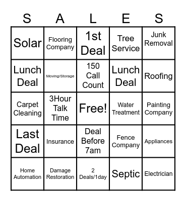 SALES Bingo Card