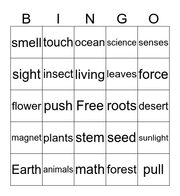 Science 1 Bingo Card