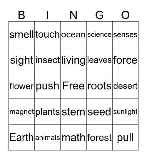 Science 1 Bingo Card