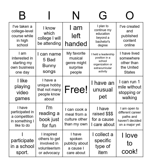 SDA BINGO Card
